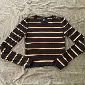 Forever21 striped long sleeved croptop